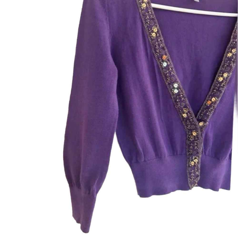 CHARLOTTE RUSSE ~ eggplant colored 3/4 sleeve sweater w/sequins size S - Picture 7 of 8